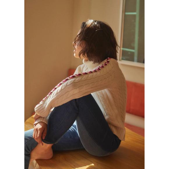 NEW DEREK LAM 10 CROSBY pippa lace up turtleneck in ivory - Picture 2 of 5